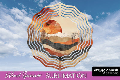 Boho Wind Spinner - Minimalist Landscape Spinner Sublimation Sublimation OrangeBrushStudio 