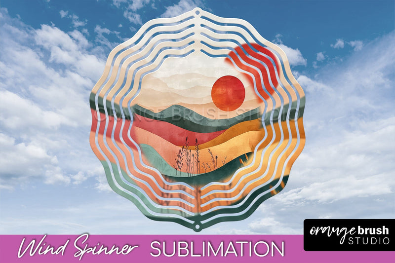Boho Wind Spinner - Minimalist Landscape Spinner Sublimation Sublimation OrangeBrushStudio 