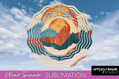 Boho Wind Spinner - Minimalist Landscape Spinner Sublimation Sublimation OrangeBrushStudio 