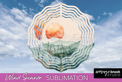 Boho Wind Spinner - Minimalist Landscape Spinner Sublimation Sublimation OrangeBrushStudio 