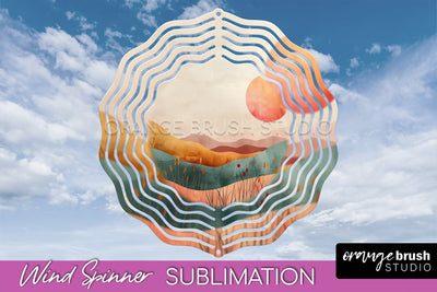 Boho Wind Spinner - Minimalist Landscape Spinner Sublimation Sublimation OrangeBrushStudio 