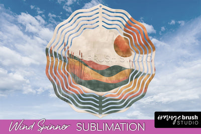 Boho Wind Spinner - Minimalist Landscape Spinner Sublimation Sublimation OrangeBrushStudio 