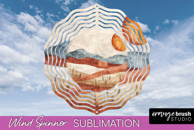 Boho Wind Spinner - Minimalist Landscape Spinner Sublimation Sublimation OrangeBrushStudio 