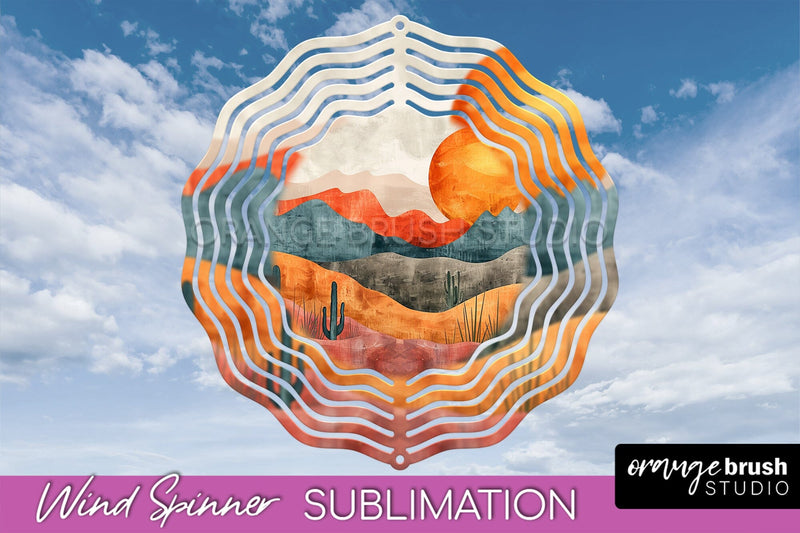 Boho Wind Spinner - Minimalist Landscape Spinner Sublimation Sublimation OrangeBrushStudio 