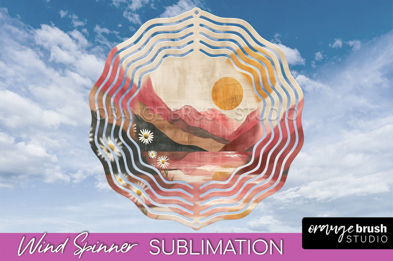 Boho Wind Spinner - Minimalist Landscape Spinner Sublimation Sublimation OrangeBrushStudio 