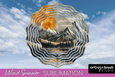 Boho Wind Spinner - Minimalist Landscape Spinner Sublimation Sublimation OrangeBrushStudio 