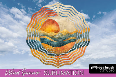 Boho Wind Spinner - Minimalist Landscape Spinner Sublimation Sublimation OrangeBrushStudio 