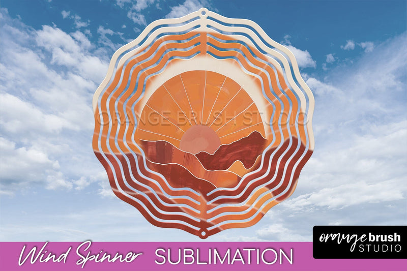Boho Wind Spinner - Minimalist Landscape Spinner Sublimation Sublimation OrangeBrushStudio 