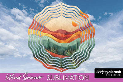Boho Wind Spinner - Minimalist Landscape Spinner Sublimation Sublimation OrangeBrushStudio 