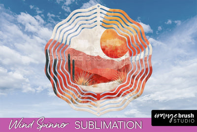 Boho Wind Spinner - Minimalist Landscape Spinner Sublimation Sublimation OrangeBrushStudio 