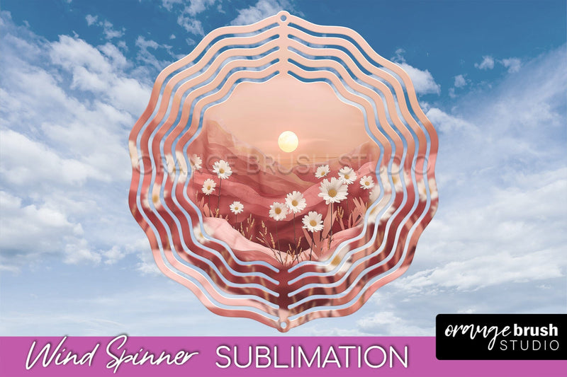 Boho Wind Spinner - Minimalist Landscape Spinner Sublimation Sublimation OrangeBrushStudio 