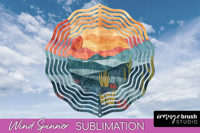Boho Wind Spinner - Minimalist Landscape Spinner Sublimation Sublimation OrangeBrushStudio 