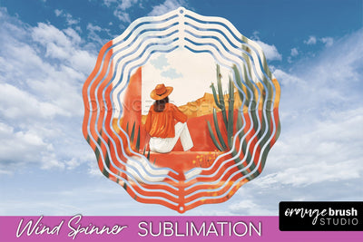 Boho Wind Spinner - Minimalist Landscape Spinner Sublimation Sublimation OrangeBrushStudio 