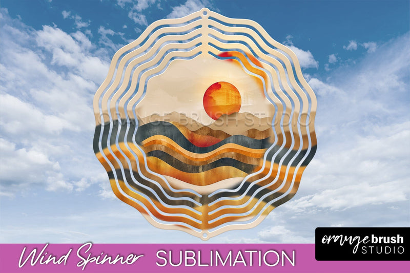 Boho Wind Spinner - Minimalist Landscape Spinner Sublimation Sublimation OrangeBrushStudio 