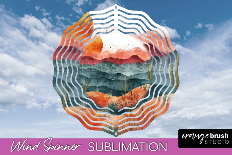Boho Wind Spinner - Minimalist Landscape Spinner Sublimation Sublimation OrangeBrushStudio 