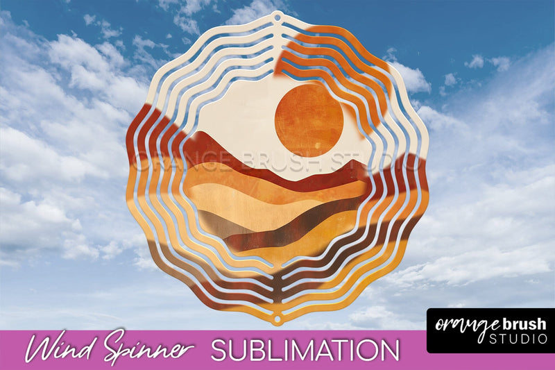 Boho Wind Spinner - Minimalist Landscape Spinner Sublimation Sublimation OrangeBrushStudio 