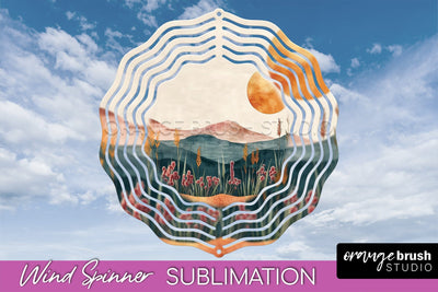 Boho Wind Spinner - Minimalist Landscape Spinner Sublimation Sublimation OrangeBrushStudio 