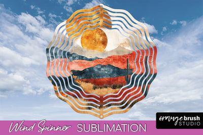 Boho Wind Spinner - Minimalist Landscape Spinner Sublimation Sublimation OrangeBrushStudio 