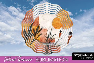 Boho Wind Spinner - Minimalist Landscape Spinner Sublimation Sublimation OrangeBrushStudio 