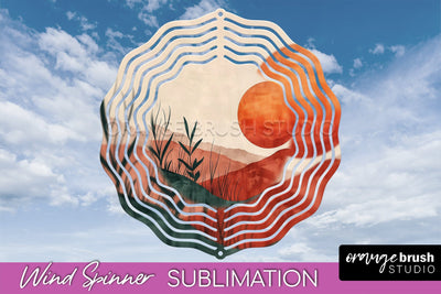 Boho Wind Spinner - Minimalist Landscape Spinner Sublimation Sublimation OrangeBrushStudio 