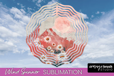 Boho Wind Spinner - Minimalist Landscape Spinner Sublimation Sublimation OrangeBrushStudio 