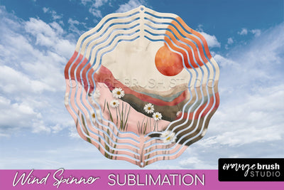 Boho Wind Spinner - Minimalist Landscape Spinner Sublimation Sublimation OrangeBrushStudio 