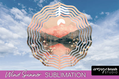 Boho Wind Spinner - Minimalist Landscape Spinner Sublimation Sublimation OrangeBrushStudio 