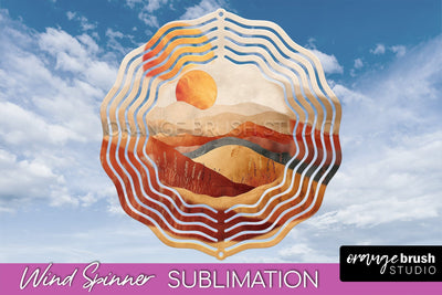 Boho Wind Spinner - Minimalist Landscape Spinner Sublimation Sublimation OrangeBrushStudio 