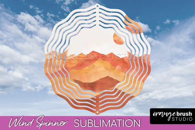Boho Wind Spinner - Minimalist Landscape Spinner Sublimation Sublimation OrangeBrushStudio 