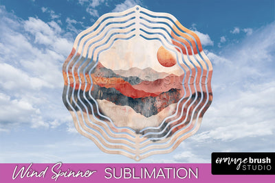 Boho Wind Spinner - Minimalist Landscape Spinner Sublimation Sublimation OrangeBrushStudio 