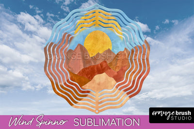 Boho Wind Spinner - Minimalist Landscape Spinner Sublimation Sublimation OrangeBrushStudio 