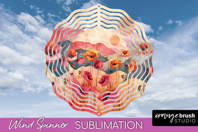 Boho Wind Spinner - Minimalist Landscape Spinner Sublimation Sublimation OrangeBrushStudio 