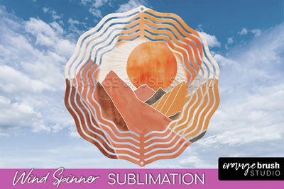 Boho Wind Spinner - Minimalist Landscape Spinner Sublimation Sublimation OrangeBrushStudio 