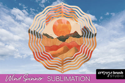 Boho Wind Spinner - Minimalist Landscape Spinner Sublimation Sublimation OrangeBrushStudio 