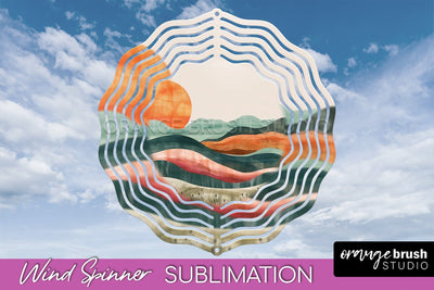 Boho Wind Spinner - Minimalist Landscape Spinner Sublimation Sublimation OrangeBrushStudio 