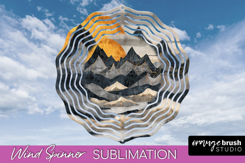 Boho Wind Spinner - Minimalist Landscape Spinner Sublimation Sublimation OrangeBrushStudio 