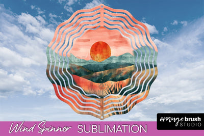 Boho Wind Spinner - Minimalist Landscape Spinner Sublimation Sublimation OrangeBrushStudio 