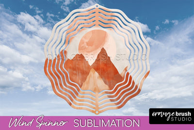 Boho Wind Spinner - Minimalist Landscape Spinner Sublimation Sublimation OrangeBrushStudio 