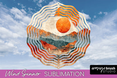 Boho Wind Spinner - Minimalist Landscape Spinner Sublimation Sublimation OrangeBrushStudio 