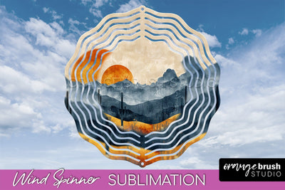 Boho Wind Spinner - Minimalist Landscape Spinner Sublimation Sublimation OrangeBrushStudio 