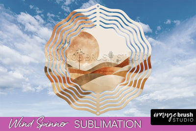 Boho Wind Spinner - Minimalist Landscape Spinner Sublimation Sublimation OrangeBrushStudio 