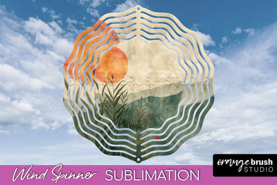 Boho Wind Spinner - Minimalist Landscape Spinner Sublimation Sublimation OrangeBrushStudio 