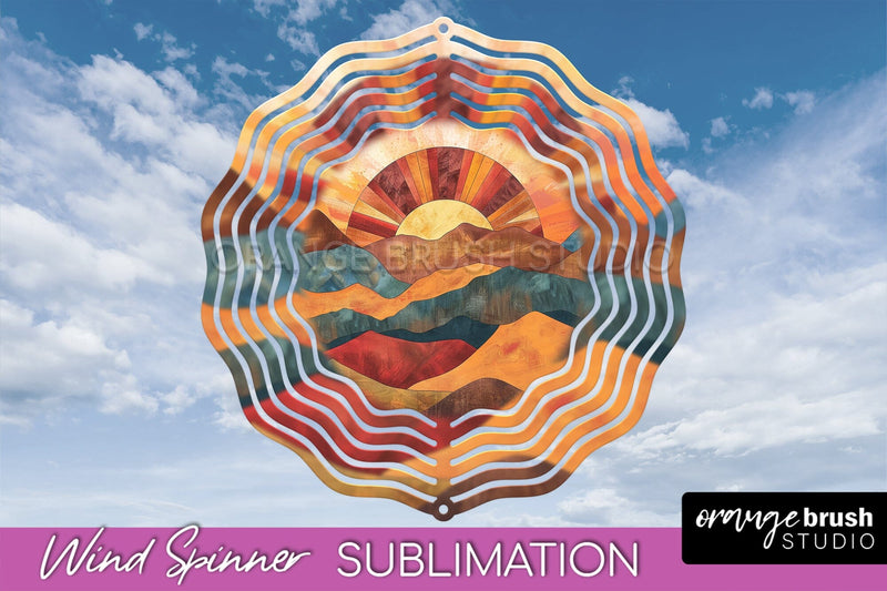 Boho Wind Spinner - Minimalist Landscape Spinner Sublimation Sublimation OrangeBrushStudio 