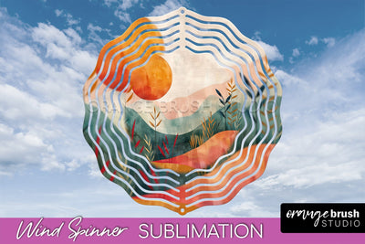 Boho Wind Spinner - Minimalist Landscape Spinner Sublimation Sublimation OrangeBrushStudio 