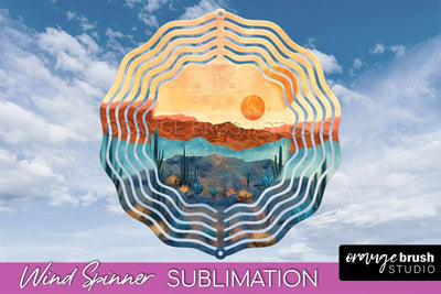 Boho Wind Spinner - Minimalist Landscape Spinner Sublimation Sublimation OrangeBrushStudio 