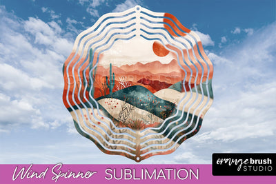 Boho Wind Spinner - Minimalist Landscape Spinner Sublimation Sublimation OrangeBrushStudio 