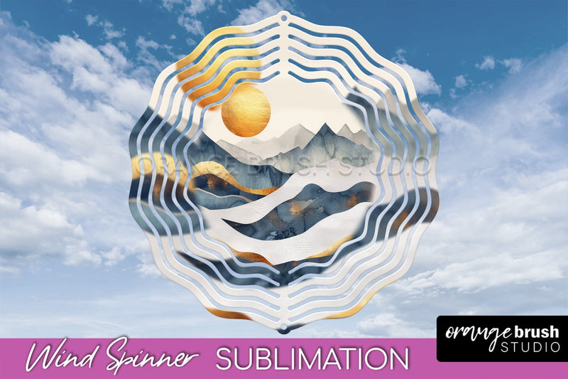 Boho Wind Spinner - Minimalist Landscape Spinner Sublimation Sublimation OrangeBrushStudio 