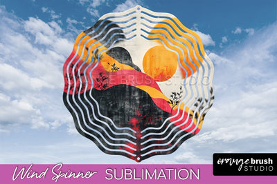 Boho Wind Spinner - Minimalist Landscape Spinner Sublimation Sublimation OrangeBrushStudio 
