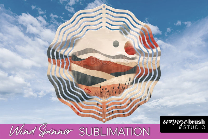 Boho Wind Spinner - Minimalist Landscape Spinner Sublimation Sublimation OrangeBrushStudio 