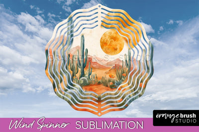 Boho Wind Spinner - Minimalist Landscape Spinner Sublimation Sublimation OrangeBrushStudio 